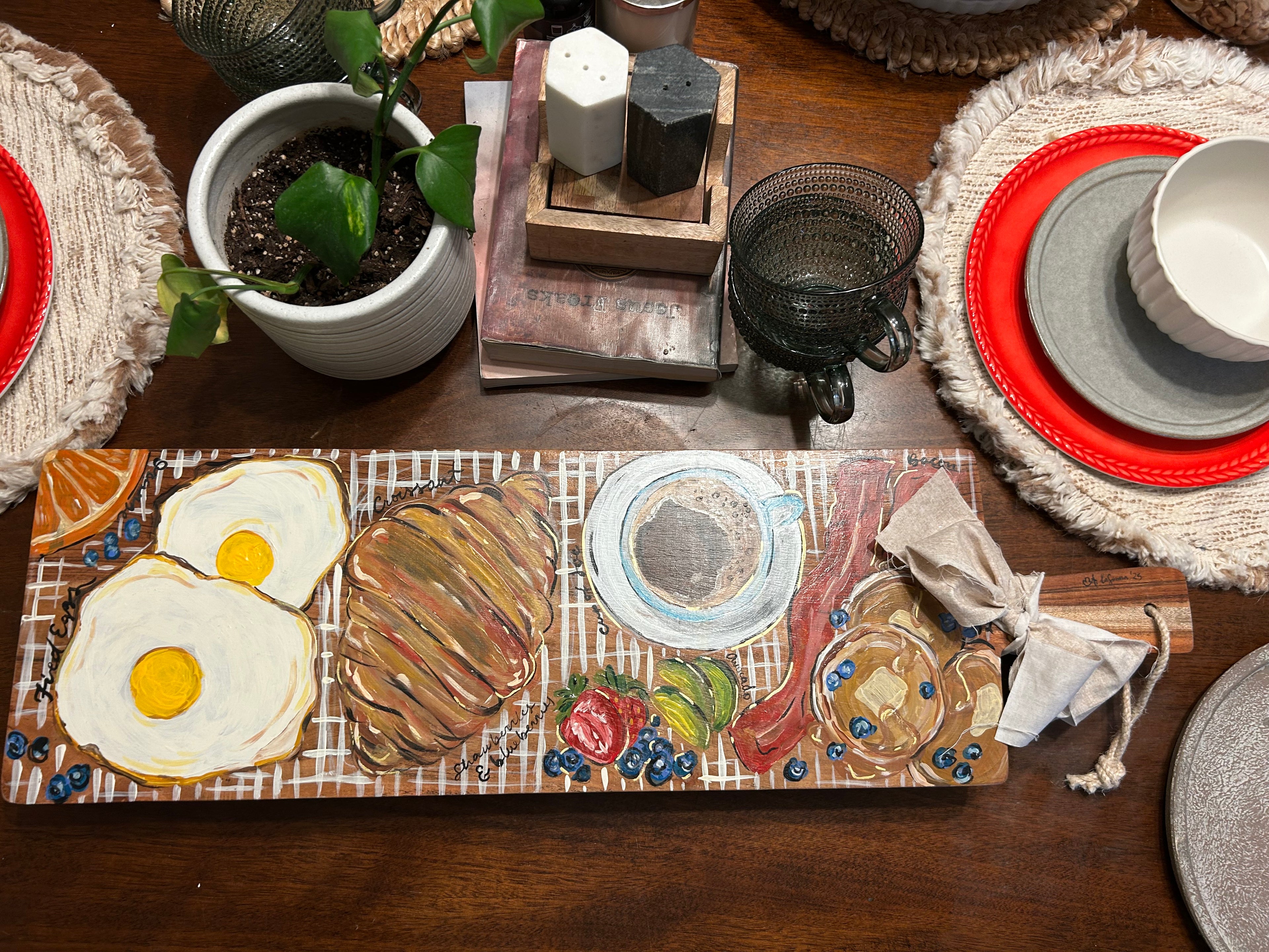 “At The Table “ - Handpainted Charcuterie Board