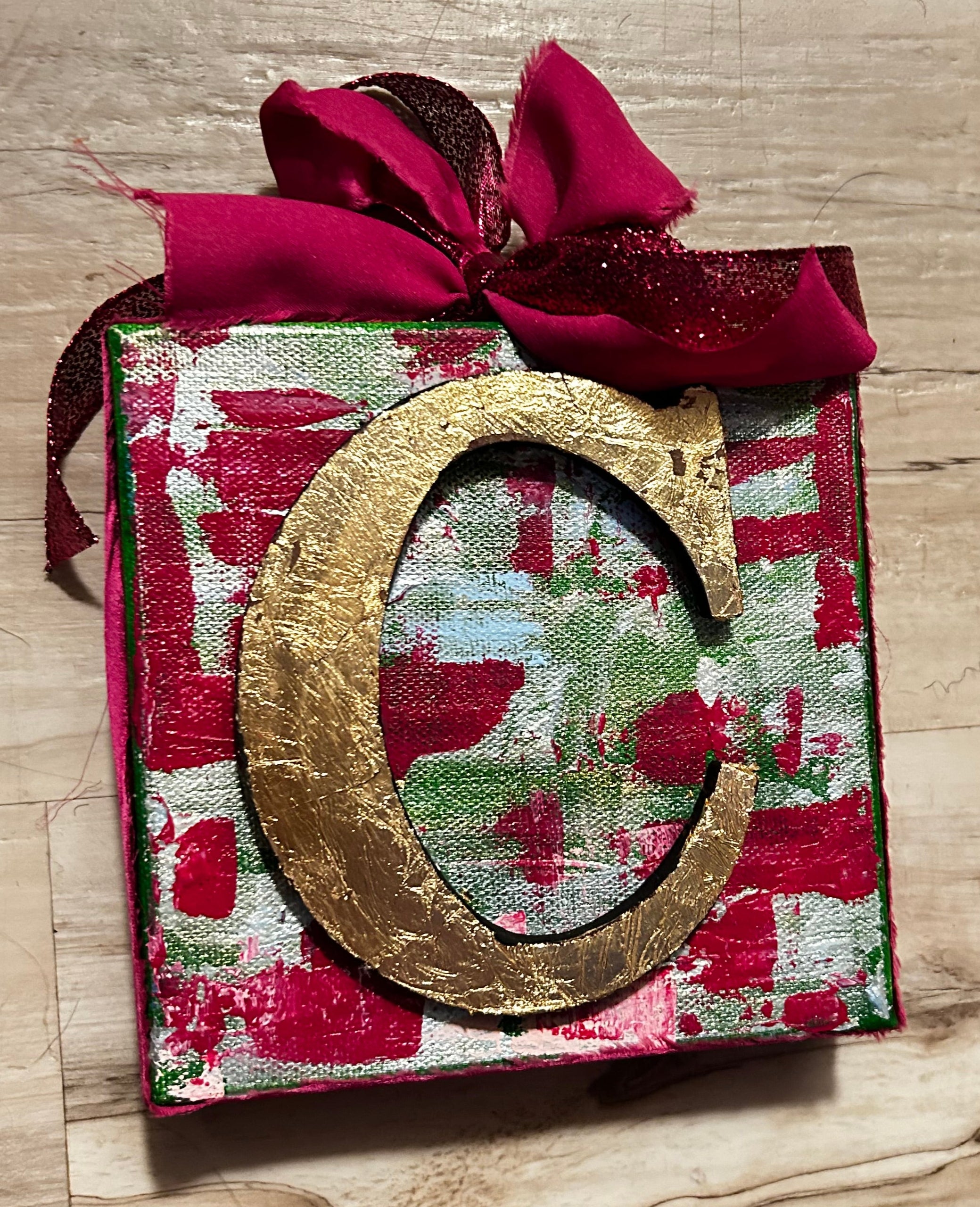 Letter “ C “ Abstract 6x6 Canvas with Bow