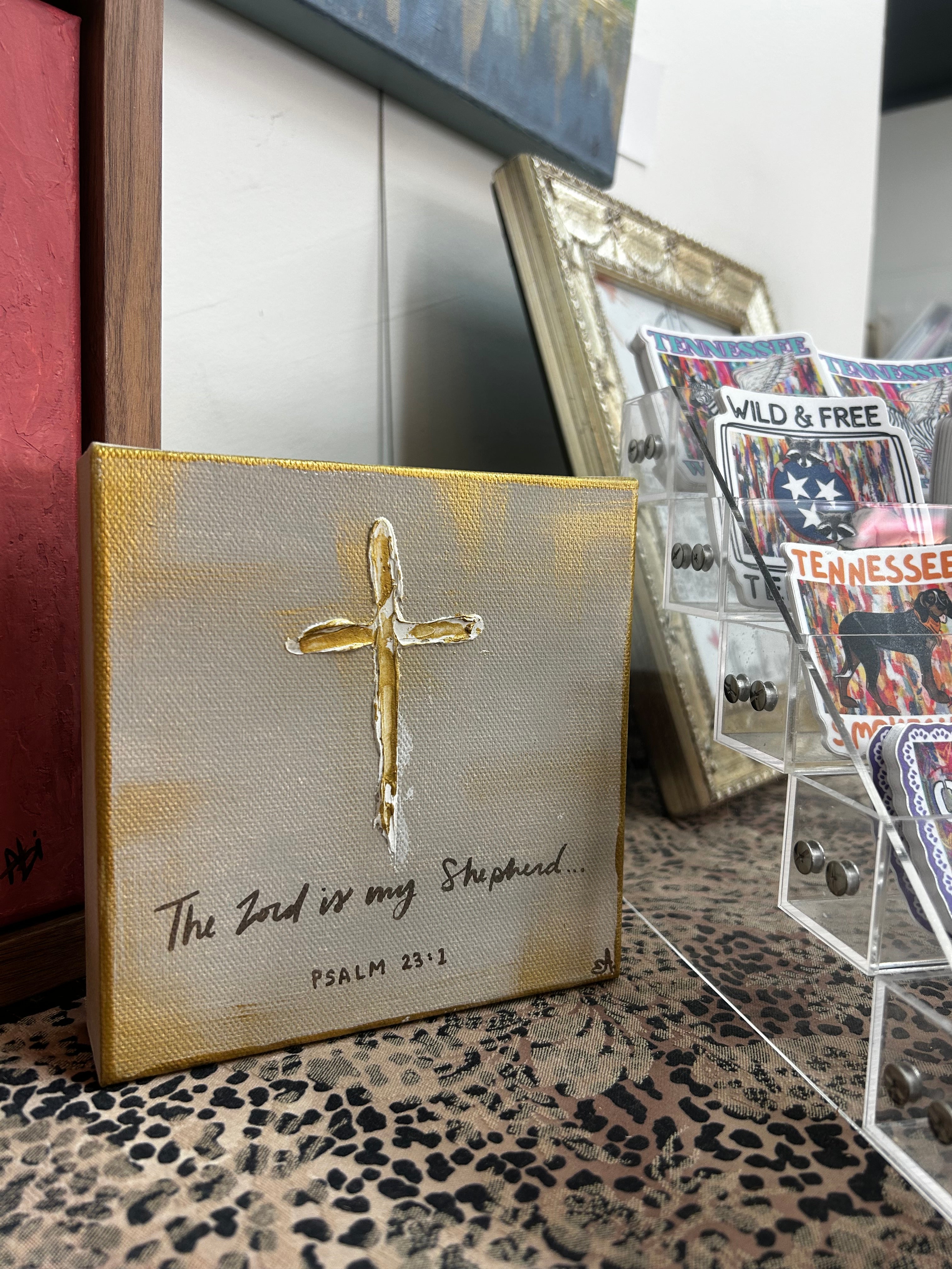6x6 Neutral & Gold " The Lord is My Shepherd"